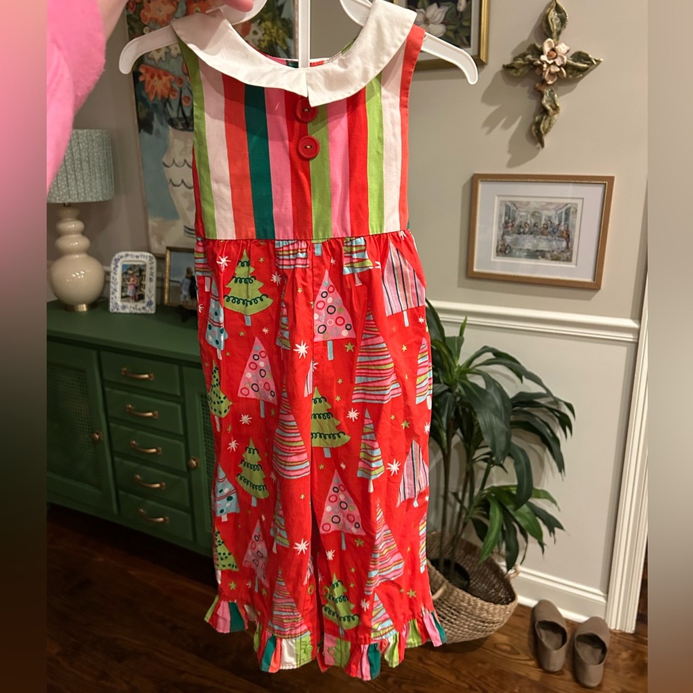 Eleanor rose Red and Green and pink Christmas jumpsuit